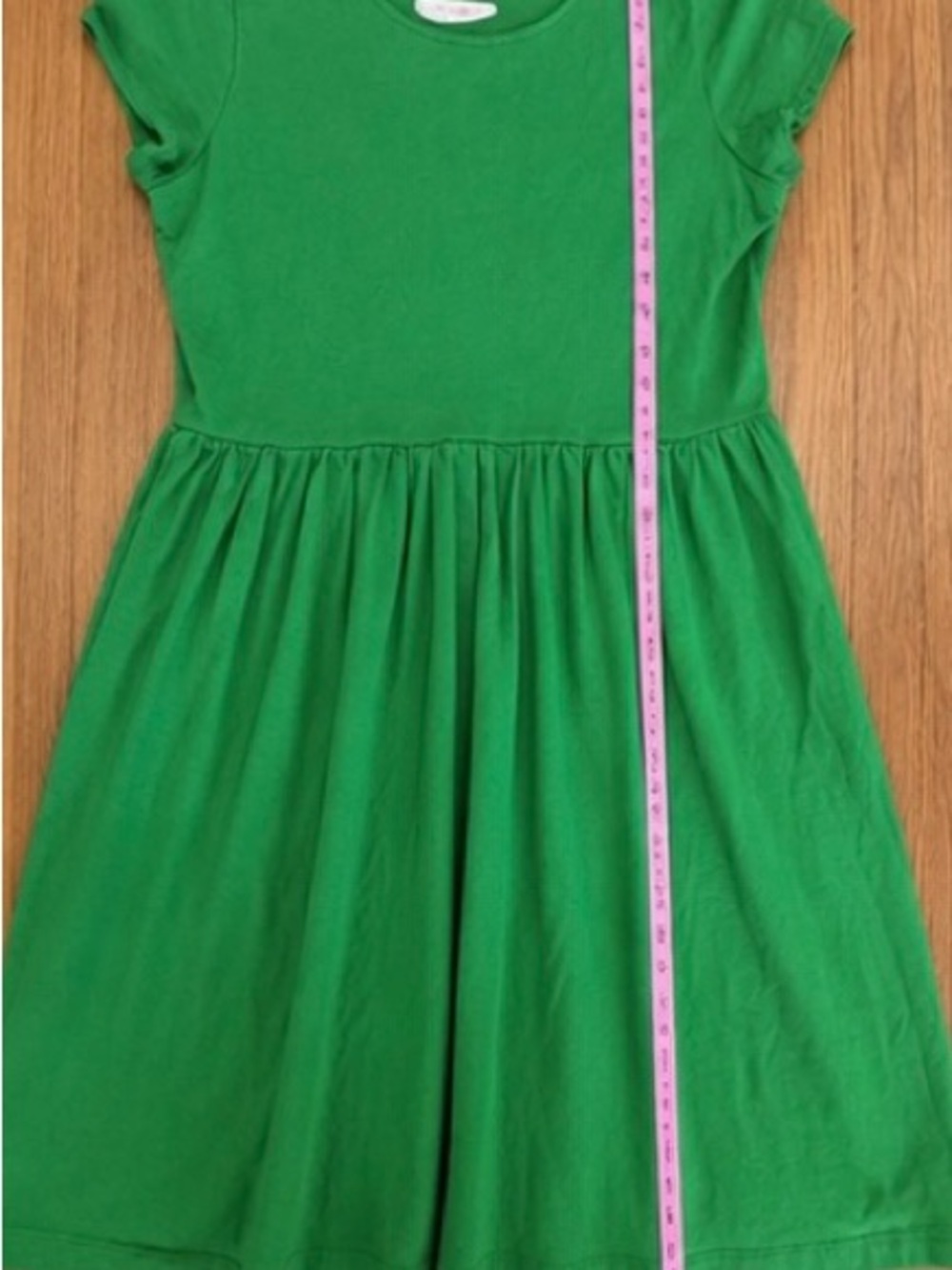💚 Hanna Andersson Girls Green Short Sleeve Cotton Dress Size 160 Approx. 14  #57